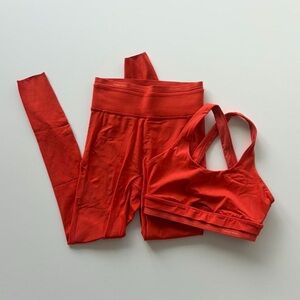 Outdoor Voices Bright Redish Orange Activewear Set